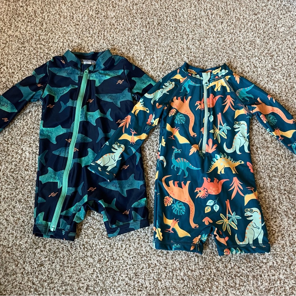 Toddler Boy’s Swim Rash Guard Suits - Size 9-12 Months